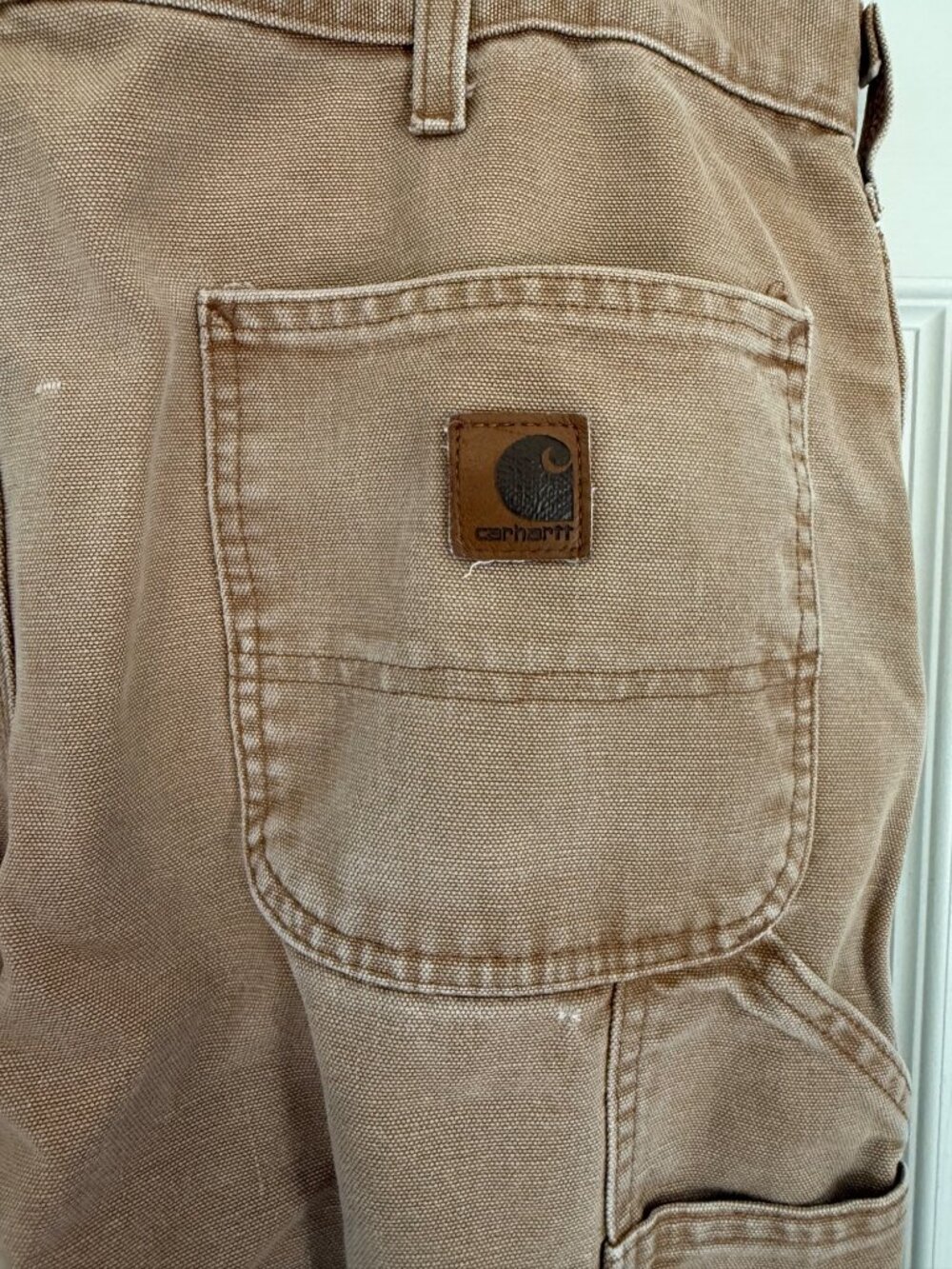 Carhartt B111 BRN Dungaree Tan Canvas Flannel Lined Workwear Pants 34 X 32 - Picture 7 of 10